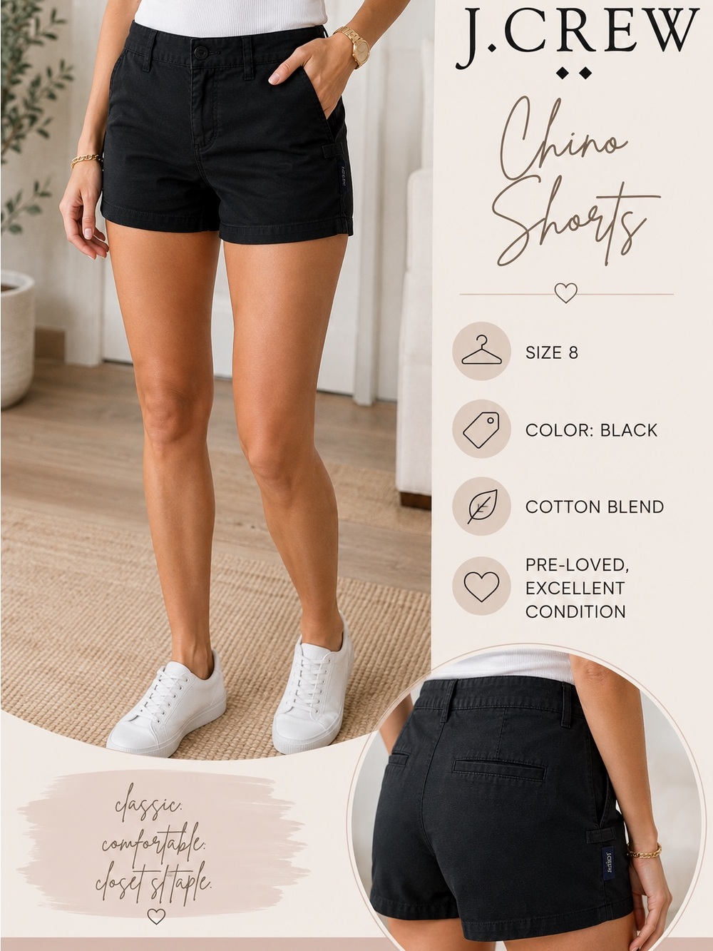 J. Crew Black Women's Chino Shorts